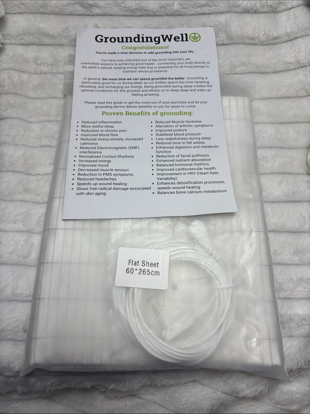 Grounding Well Flat Sheet - 60" x 265cm NWT